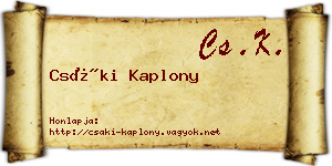 Csáki Kaplony névjegykártya